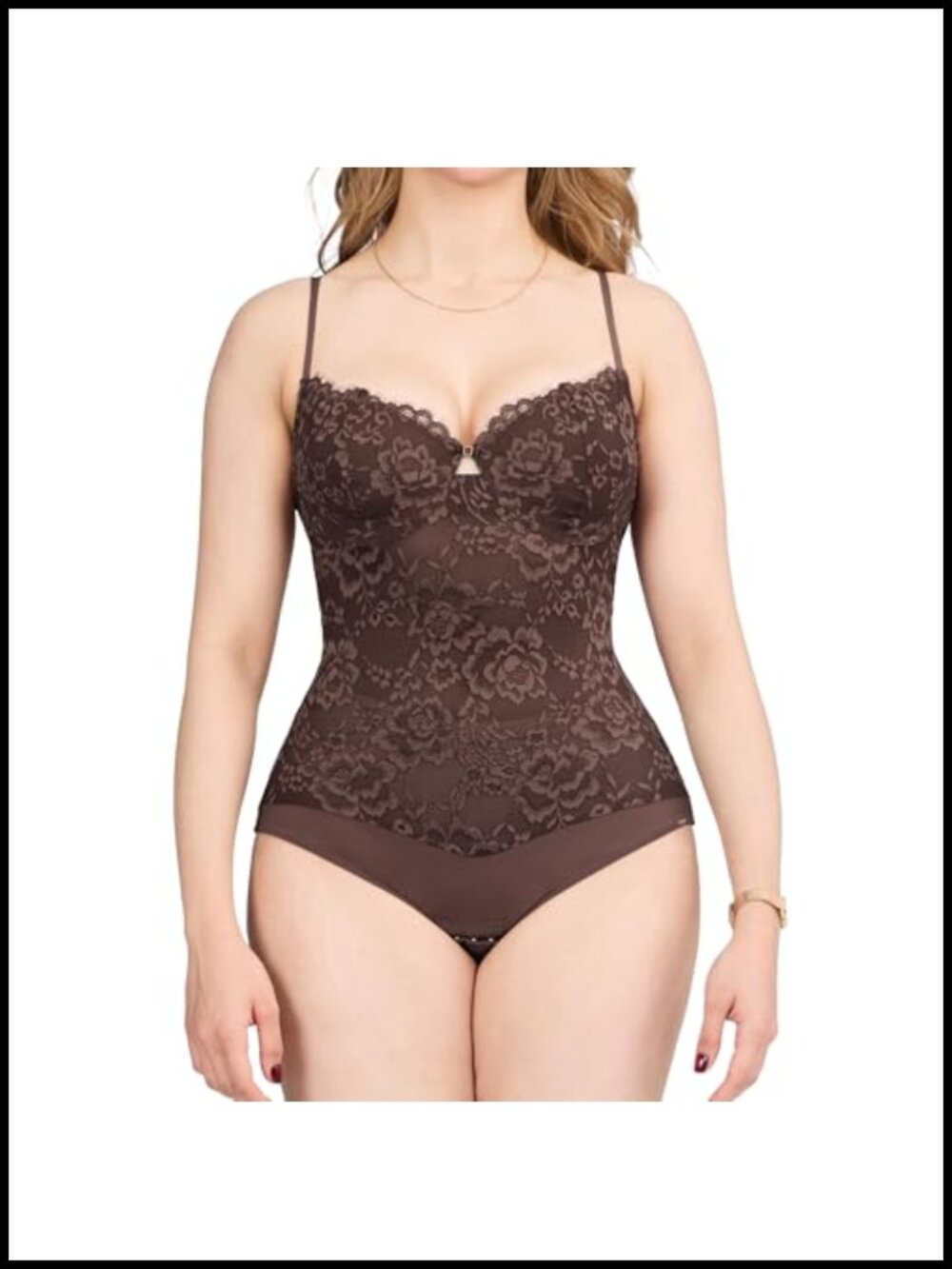 Lace Bodysuit Tummy Control Shapewear Corset Thong Back V Neck